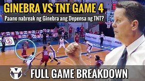 Ginebra vs TNT Finals Game 4 Full Game Breakdown! Paano nabreak ng Ginebra ang Depensa ng TNT? Youtube link: https://youtu.be/YhThVWdGGyA Hirap na hirap makashoot ang Ginebra sa game 3 pero nabreak nila ang depensa ng TNT sa game 4! Ano ba ang mga nangyari at ginawa ng Ginebra para mabreak nila ang depensa ng TNT? 3-1 na ang standing at mukhang dehado na ang TNT! Malaking bagay ang mga crucial na tira ni LA Tenorio sa dying minutes ng game 4 kaya nasungkit ng Ginebra ang panalo. Please like and 