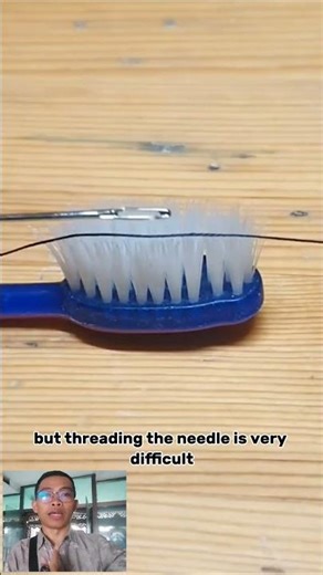 threading the needle hole using toothbrush #diy #shorts #tips