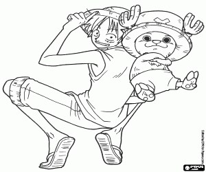 Captain Luffy and Tony Tony Chopper coloring page printable game