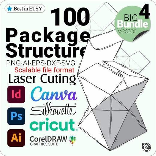 100 Package Structure-4 | SVG Box Templates for Laser Cutting - Etsy