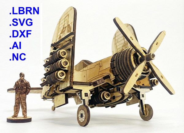 F4U-4 Corsair Laser Cut Files, Lightburn Svg Dxf Ai Lbrn. Wooden Airplane 3D Puzzle Model. DIY Plywood WWII Aircraft. CNC Ready, Scale 1:48 - Etsy