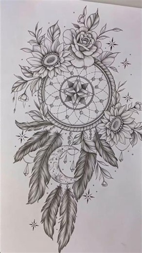 Custom Fine Line Night Sky Dreamcatcher Tattoo Design 🌌 | Celestial Art