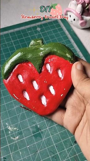 DIY Strawberry Trinket Tray🍓 | #shorts #trinkettray #diy