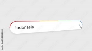 Typing Indonesia in Search Bar Animation | Close-Up Search Engine Interface | Web Search for Indonesia | Internet Browsing, Technology, and Digital Marketing Animation Video