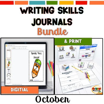 Writing Skills Mini-Lesson Journals Promps BUNDLE | October | Print & Digital