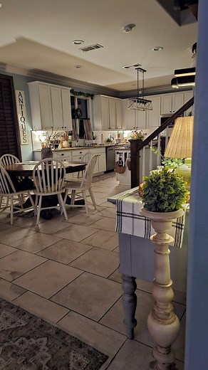 Sharing some night views of my kitchen. Lighting is everything! I love using my lamps. It adds such a cozy feeling in my home. 🤍🏡✨ Comment link to shop my home.🤍 #cottagestyle #kitchenview #nightview #cozyviews #cozyhome #minilamp #kitchenlamp #cottagestyle #cottageaesthetic #cottagefarmhousekitchen #kitchentable #kitchennook #lighting #coffeebar #whitekitchen #cottageandbungalows #bhghome #traditionalhome #nancymeyersdecor #kitcheninspo | Crafty Little Market