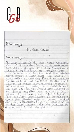 The Last Lesson Summary - Class 12 English Chapter 1 - Flamingo Book #shorts