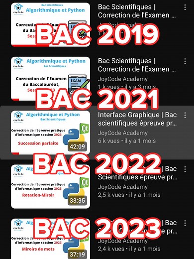 Bacs scientifiques : préparez votre bac algorithmique et programmation avec Joycode Academy. #bac #joycodeacademy #bacsciences2024 #bactechnique #bacmath #bacmath2024 #tunisia #tunisie #bactunisie #baccalaureat