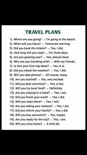 Travel Plans in English. English Speaking Practice. Learn English Fast. English Lessons