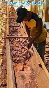 Turning a Giant Log into a Traditional Wooden Boat.