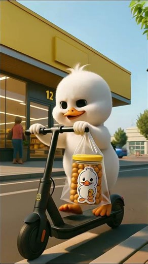 Who did the white duck buy roasted peanuts for? It turned out to share them with the dog!