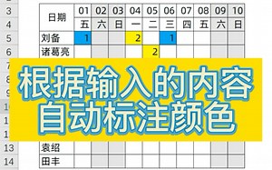 Excel根据输入的内容自动标注颜色