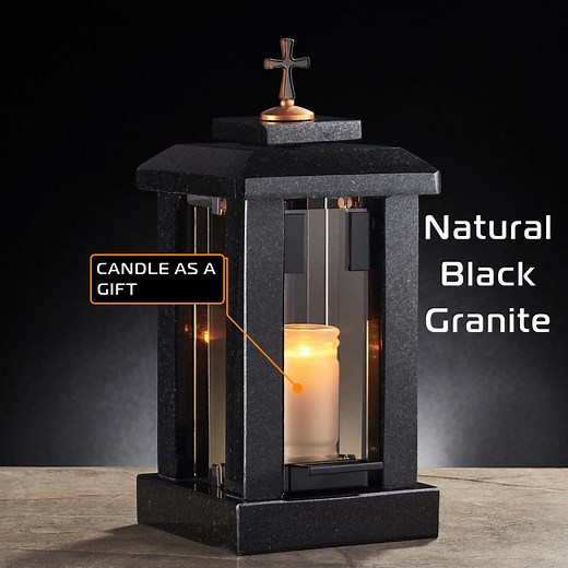 Grave Lantern With a Cross for a Cemetery, Memorial Candle Holder, Granite Cemetery Lantern, Memorial Lantern Gift, Cemetery Decor for Grave - Etsy