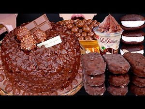 ASMR FERRERO ROCHER CHOCOLATE CAKE MALTESERS ICE CREAM NUTELLA DESSERT MUKBANG 먹방 咀嚼音 EATING SOUNDS