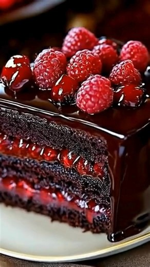 Dark Chocolate Raspberry Truffle Cake Decadent dark chocolate cake layered with silky truffle filling and a burst of fresh raspberry flavor #ChocolateRaspberry #TruffleCake #DarkChocolateDessert #CakeLovers #LuxuryDesserts | Chef Paula's Kitchen
