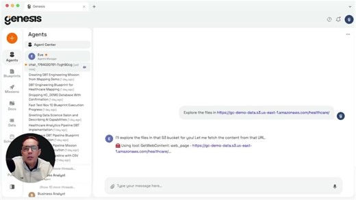 Genesis Walkthrough 1/8 - Exploring an S3 Bucket with Genesis Agents