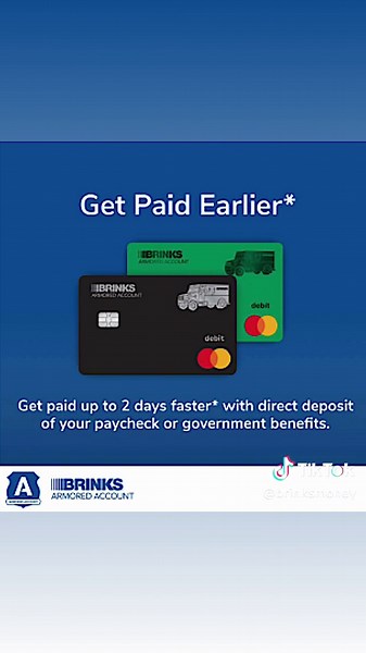 Enjoy an earlier payday. Enroll in Direct Deposit to start getting your paychecks or government benefits up to 2 days faster!* Sign up at www.brinksarmored.com . . #brinks #brinksmoney #payday #getpaidfaster #brinksarmoredaccount *Faster funding claim is based on a comparison of our policy of making funds available upon receipt of payment instruction versus the typical banking practice of posting funds at settlement. Fraud prevention restrictions may delay availability of funds with or without n