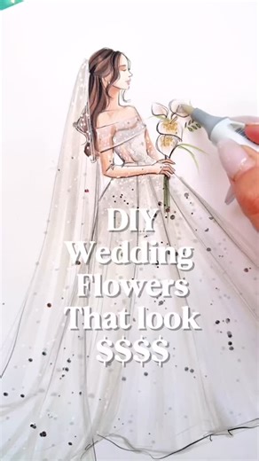 Holly Nichols on Instagram: "Here’s how I took on DIYing my own florals for my wedding with the help of @flowermoxie! Video footage by @oakandpineweddings 🩷#DIYBride #FlowerMoxie #Sponsored #weddings #brides #2026bride #fashionillustration #asmr #weddinggown"