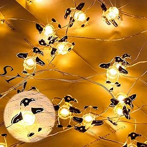 50 LEDs Penguin String Lights 16.4 Foot LED Wire Lights Strip with 50 Penguin Shaped Bulbs Battery Operated Penguin Night Light for Bedroom Birthday String Light Party Decoration