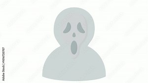 Bloody Ghost Face Mask animation, Horror Boo Costume animated video, Scary Wigs Fools Man Halloween Party footage, 31 October Clip, Saints Eve festivals motion graphics Stock Video