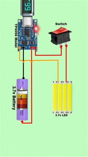 3.7V Emergency Light 🔋⚡ TP4056 Circuit से घर पर बनाएं | Light गई तो भी No Tension 😱 #shortsfeed#DIY