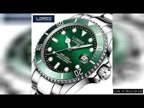 LOREO New Sapphire Glass Automatic Mechanical Watch Luxury Steel 200m Waterproof Business Watch Men