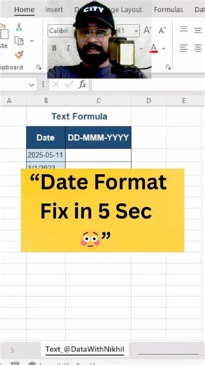 Excel Date Format Fix in 5 Seconds 🔥 | TEXT Formula Trick #excelshorts#excelformula
