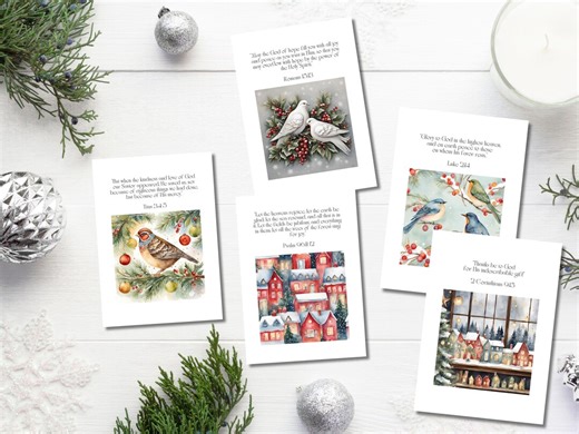 Printable Bible Verse Christmas Cards Bundle, Digital Download Christian Advent Cards, Scripture Holiday Greetings - Etsy