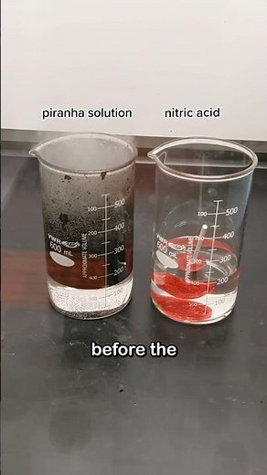 This creepy piranha solution is made by mixing concentrated sulfuric acid and 30% hydrogen peroxide