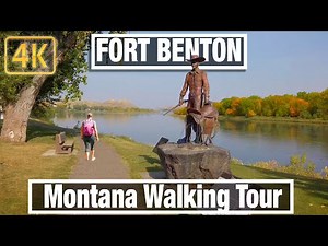 Fort Benton Montana Walking Tour - 4K City Walks - Virtual Travel Walking Treadmill Walk