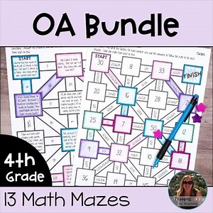 4th Grade OA Math Maze Worksheets - Operations & Algebraic Thinking