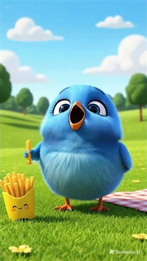 🤣🐦 Bird Tries to Eat a French Fry! | AI Animated #Shorts #animation