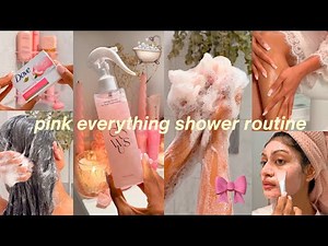 PINK Everything Shower Routine 🎀🛁🧴🪷🕯️ Foot Care, Shaving, Hair Wash, Masks