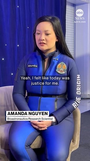 279K views · 3.9K reactions | "I'm the very same person that I think we're hoping to inspire." Two of the six members of Blue Origin's all-female crew, aerospace engineer Aisha Bowe and bioastronautics research scientist Amanda Nguyen, talk about what their journey into space means to them. Read more: https://abcnews.visitlink.me/HS0ltM | ABC News | Facebook