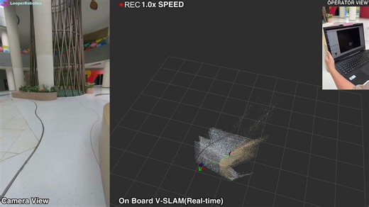 SLAM test at the Mall!Insight 9 handles smooth floors and complex lighting, building dense 3D point cloud maps in real time.Laptop is only for visualization. All VSLAM and point cloud processing runs fully on-board Insight 9, streamed via ROS topics!#SLAM #Robotics #PointCloud