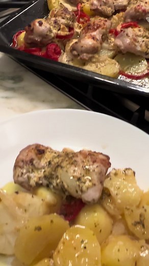 One-Tray Roast Chicken Thighs with Potatoes
