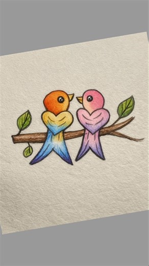 love birds drawing tutorial 😍 #drawing #art #shorts