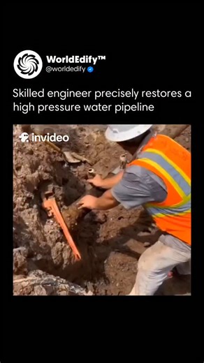 worldEdify™🌍 on Instagram: "High-pressure water pipelines can sometimes be repaired without shutting down the entire system, but the process demands high precision and skilled execution. Engineers use specially designed repair clamps or sleeves that seal leaks while water continues flowing inside the pipe, even under pressures reaching hundreds of PSI. These clamps are tightened evenly around the damaged area, with internal gaskets containing the force of the water. Quick, accurate installation