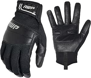 AWP Hybrid Goatskin General Purpose Work Gloves for Men and Women, Abrasion Resistant, Large
