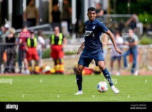 Bernardo Fernandes da Silva Junior (Neuzugang, Hoffenheim, 13), am Ball, Freisteller, Ganzkörper, Einzelbild, Einzelfoto, Aktion, Action, 12.07.2025, Mühlhausen (Deutschland), Fussball, Testspiel, TSG 1899 Hoffenheim - SGV Freiberg, DFB/DFL REGULATIONS PROHIBIT ANY USE OF PHOTOGRAPHS AS IMAGE SEQUENCES AND/OR QUASI-VIDEO Stock Photo - Alamy