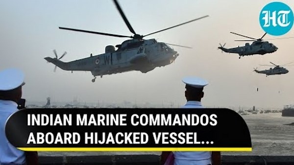 Indian Marine Commandos Storm Hijacked MV Vessel In Arabian Sea | INS Chennai Warship In Action