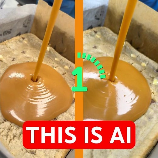 Real vs AI Caramel Pour…. Can you tell? 🤯