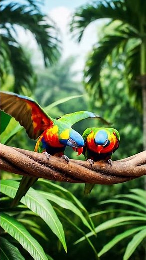 Colorful Parrots in 4K Ultra HD | Tropical Bird Loop with Shimmering Feathers & Gentle Chirps