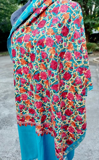 Kashmiri Shawl, Embroidered Wrap - Etsy