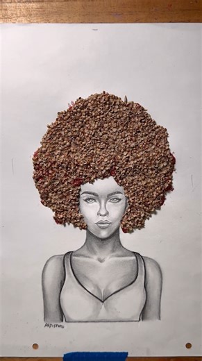 Graphite portrait with textured hairstyle