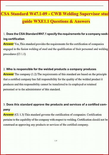 Csa Standard W47109 Cwb Welding Supervisor Study Guide Wxe11 video