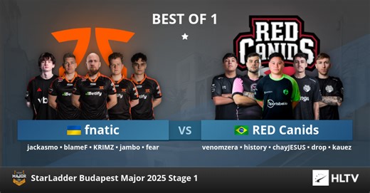 fnatic vs RED Canids at StarLadder Budapest Major 2025 Stage 1