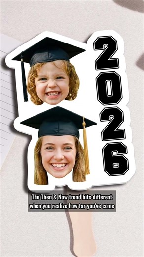 Graduation Then Vs Now Custom Photo | Personalized Graduation Fan