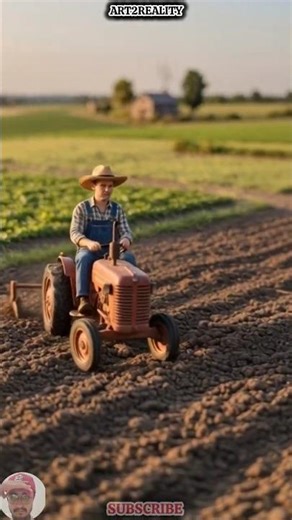 Miniature Farmer Driving Tractor | Ploughing Land Animation | Farming Short