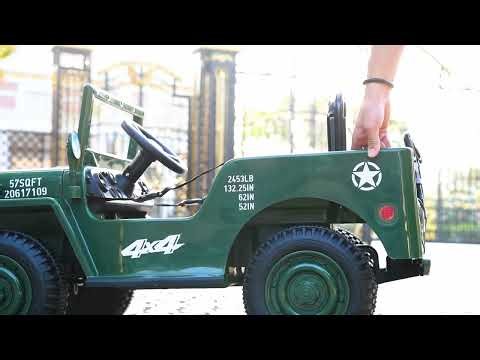 Kids 12v Ride-on Car Battery Electric Hotchkiss Willys Mini Jeep Style